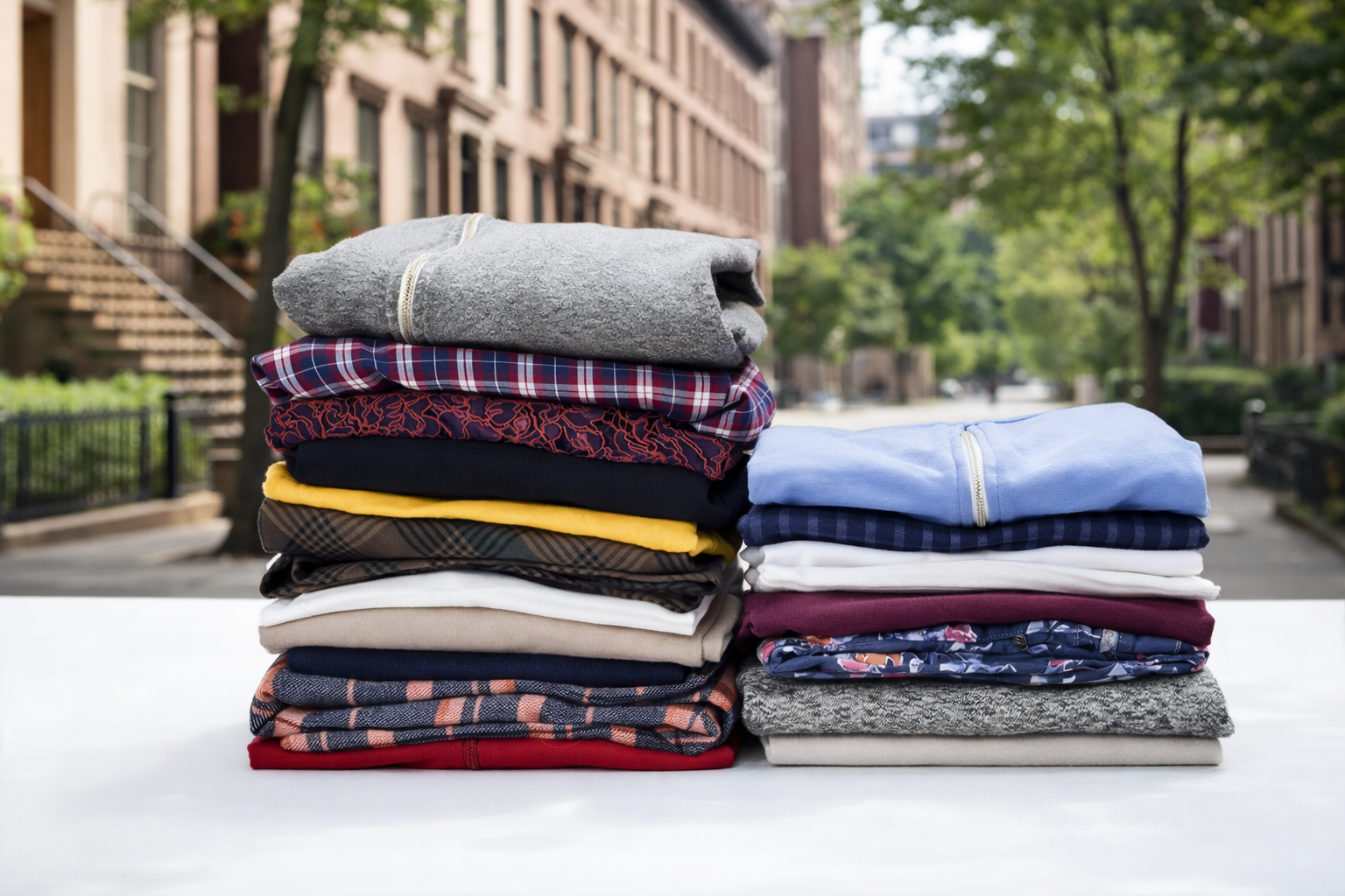 Folded laundry in Brooklyn